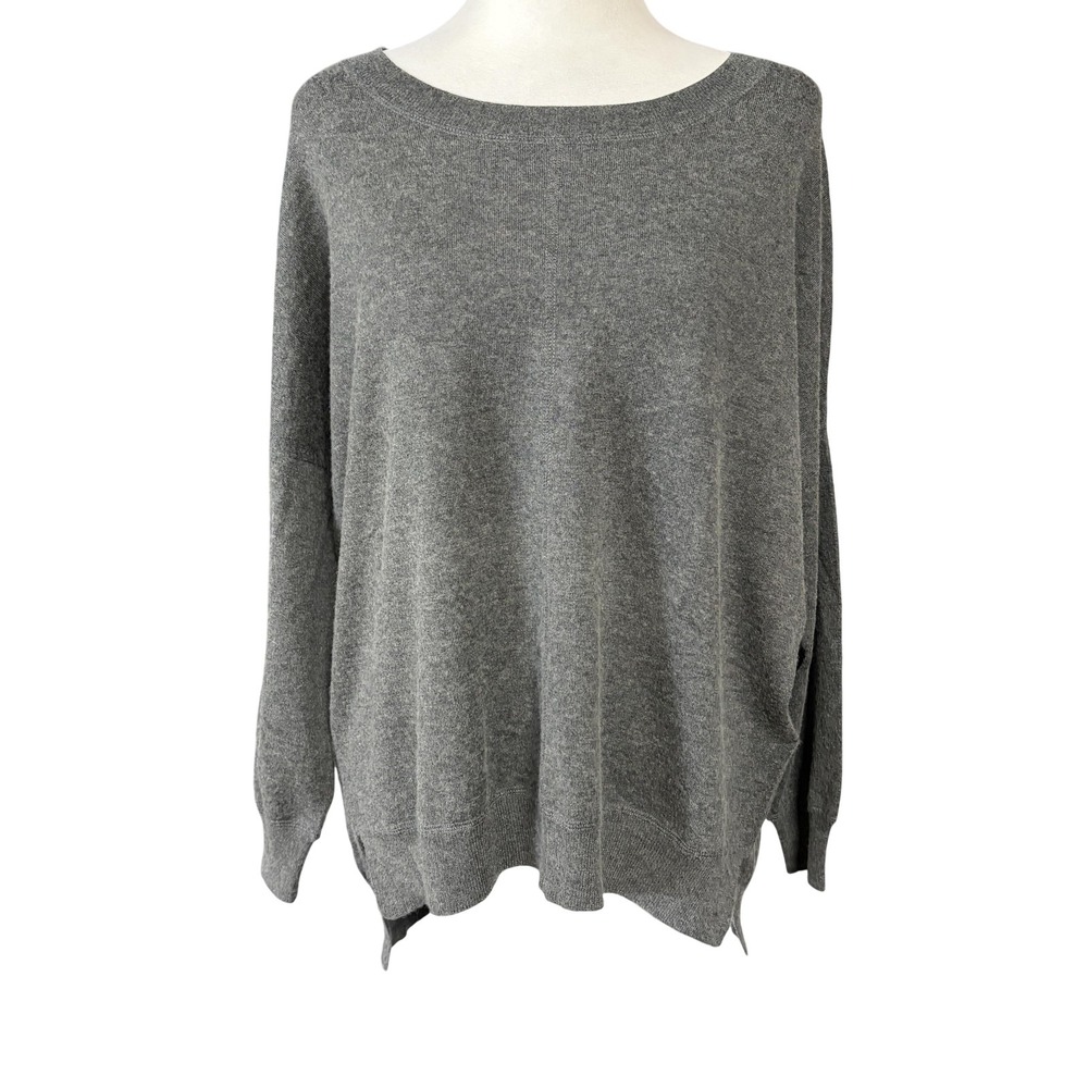 Chan Luu Sweater Womens S Gray Silk Cashmere Boat Neck Dolman Knit Pullover